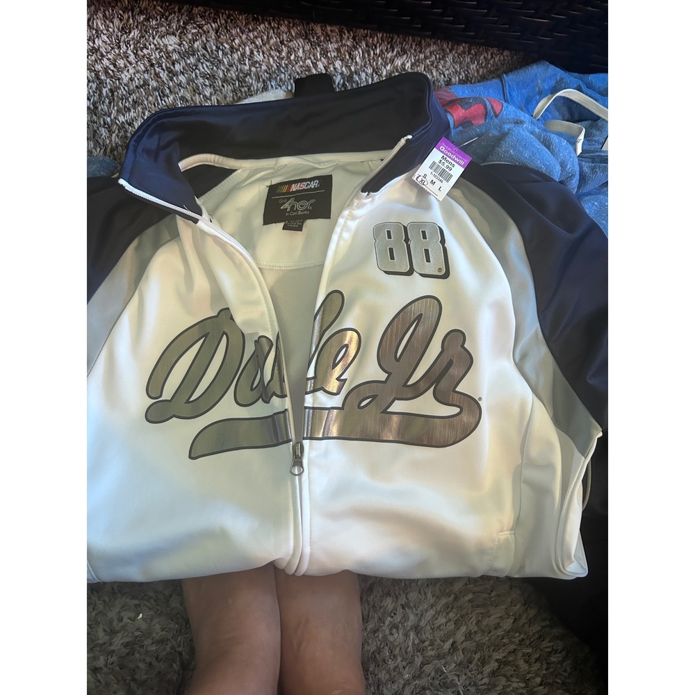 NASCAR Dale Earnhardt Jr 88 Track Jacket womens 4her Carl Banks White Navy XL